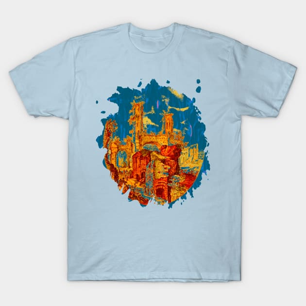 City Dreaming Splat Silhouette Art T-Shirt by Mazz M